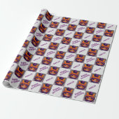 Oranje kat Happy Birthday Kinderen van Birthday Cadeaupapier (Uitgerold)