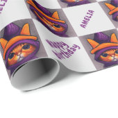 Oranje kat Happy Birthday Kinderen van Birthday Cadeaupapier (Rol Hoek)