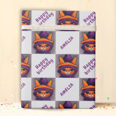 Oranje kat Happy Birthday Kinderen van Birthday Cadeaupapier
