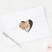 Oranje kat hart sticker (Envelop)