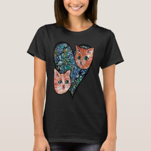 Oranje kat hart Valentijnsdag Katten T-shirt