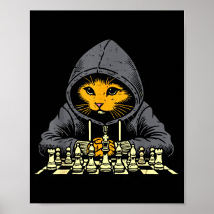 Oranje Kat Hoodie Schaakspel Cool Vrouwen Me Poster
