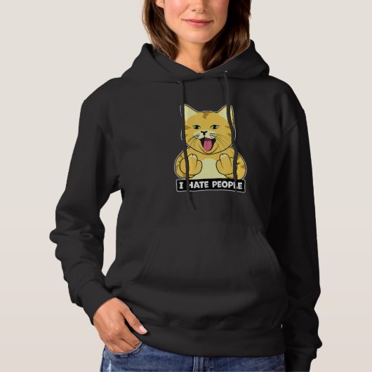 Oranje Kat Ik Haat Mensen Tshirt Grappige Kitty Ka (Voorkant)