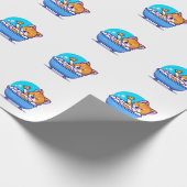 Oranje kat in bad grappig cadeaupapier (Hoek)