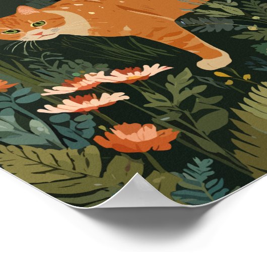 Oranje kat in bos poster (Hoek)