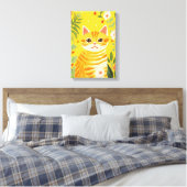 Oranje kat in de tuin canvas afdruk (Insitu (Slaapkamer))