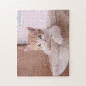 Oranje kat in kattenboom / Oranje kitten Legpuzzel (Verticaal)