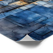 Oranje kat in Urban Sunset Waterverf Poster (Hoek)