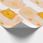 Oranje kat in zandkasteel strand scene cadeaupapier
