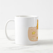 Oranje kat in zandkasteel strand scene koffiemok (Links)