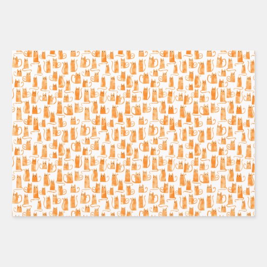 Oranje kat inpakpapier vel (Voorkant 3)