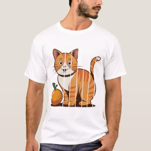 Oranje Kat Kawaii Schattige Sinaasappel Vrucht Kit T-shirt