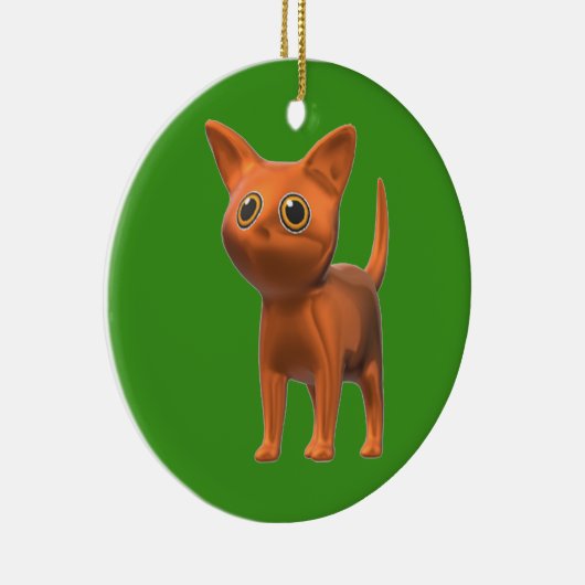 Oranje kat keramisch ornament (Rechts)