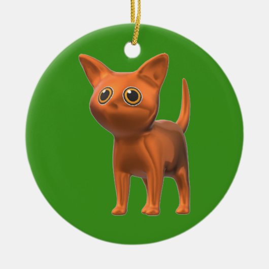 Oranje kat keramisch ornament (Voorkant)