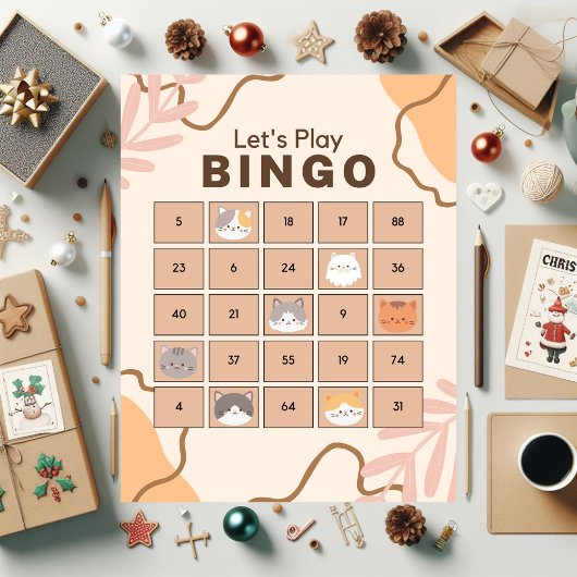 Oranje Kat Kerstmis Bingo Jigsaw Puzzel