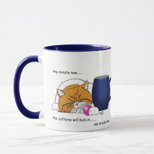 Oranje Kat Koffie Mok Blauw (Links)