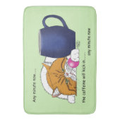 Oranje Kat Koffie Mok Blauw Badmat (Voorkant Verticaal)