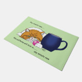 Oranje Kat Koffie Mok Blauw Deurmat (Schuin)