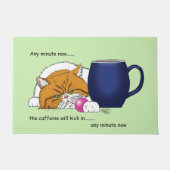 Oranje Kat Koffie Mok Blauw Deurmat (Voorkant)