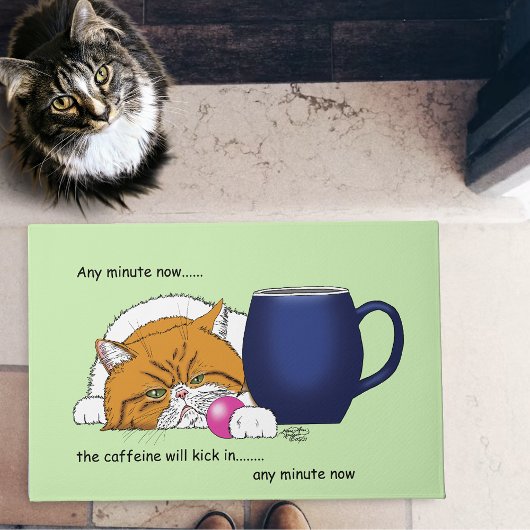 Oranje Kat Koffie Mok Blauw Deurmat