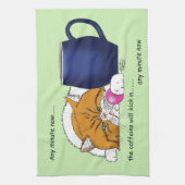 Oranje Kat Koffie Mok Blauw Theedoek (Verticaal)