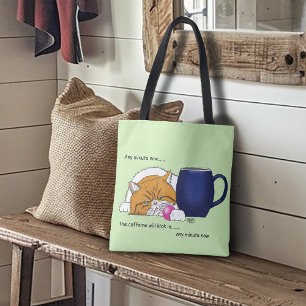 Oranje Kat Koffie Mok Blauw Tote Bag
