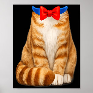 Oranje kat kostuum tabby dasje schattig grappig hu poster