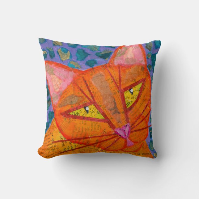 Oranje kat kussen (Voorkant)