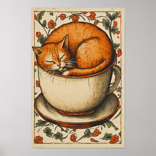 Oranje Kat Langzame Ochtend Poster