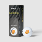 Oranje kat met aangepaste naam Funny Cat Golfballen (Verpakking)