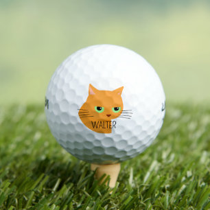 Oranje kat met aangepaste naam Funny Cat Golfballen