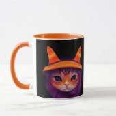 Oranje kat met heks Pet Halloween Black Mok (Links)