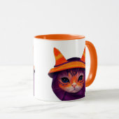 Oranje kat met heks Pet Halloween Mok (Voorkant rechts)