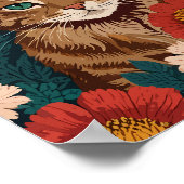 Oranje kat met kleurrijke wilde bloemen poster (Hoek)