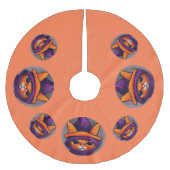 Oranje kat met Paarse heks Pet Halloween Kerstboom Rok (Voorkant)