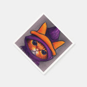 Oranje kat met Paarse heks Pet Halloween Party Servet (Hoek)