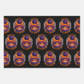 Oranje kat met Paarse heks Pet Happy Halloween Inpakpapier Vel (Voorkant 3)