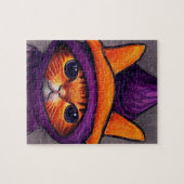 Oranje kat met Paarse trektekening Pet Legpuzzel (Horizontaal)