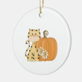 Oranje Kat met pompoen Keramisch Ornament (Links)