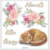 Oranje kat met quotes Sticker (Vel)