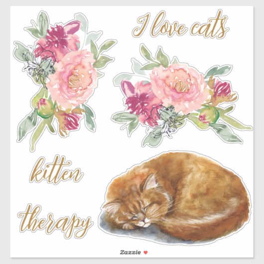 Oranje kat met quotes Sticker (Vel)