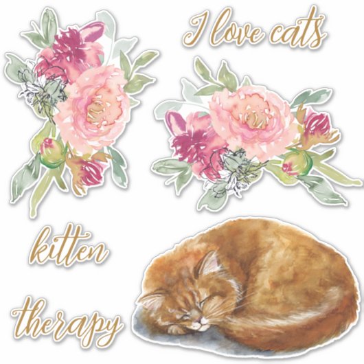 Oranje kat met quotes Sticker (Voorkant)