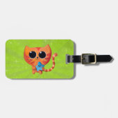 Oranje kat met ster bagagelabel (Voorkant horizontaal)