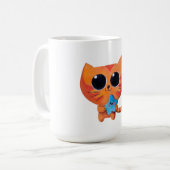 Oranje kat met ster koffiemok (Voorkant links)