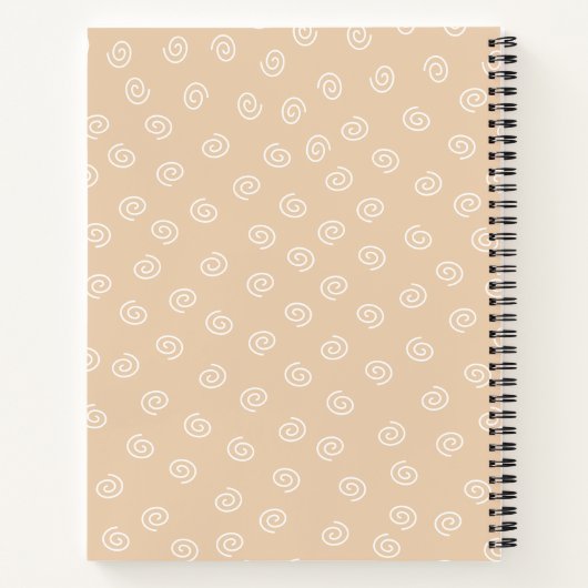 Oranje kat met witte werveling achtergrond Notitie Notitieboek (Achterkant)