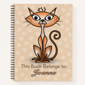 Oranje kat met witte werveling achtergrond Notitie Notitieboek (Voorkant)