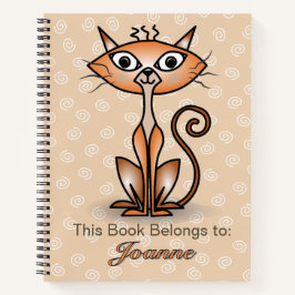 Oranje kat met witte werveling achtergrond Notitie Notitieboek