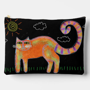 Oranje kat met zon Abstracte kunst Etui