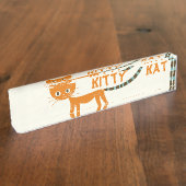 oranje kat naambordje (Zijkant)