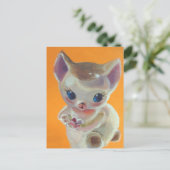 Oranje Kat Neko Briefkaart (Staand voorkant)